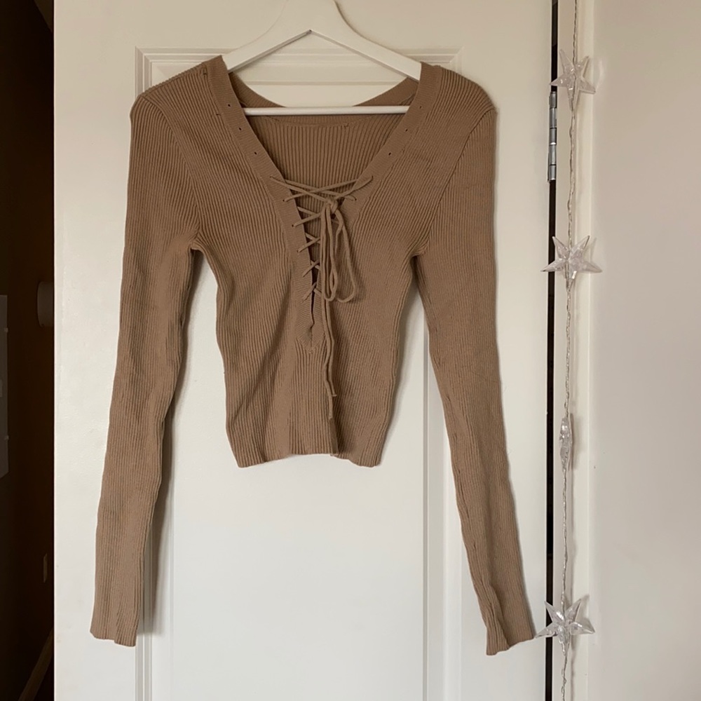 F21 Lace Tan Shirt